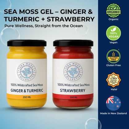 Sea Moss Gel – Ginger & Turmeric + Strawberry (Bundle)