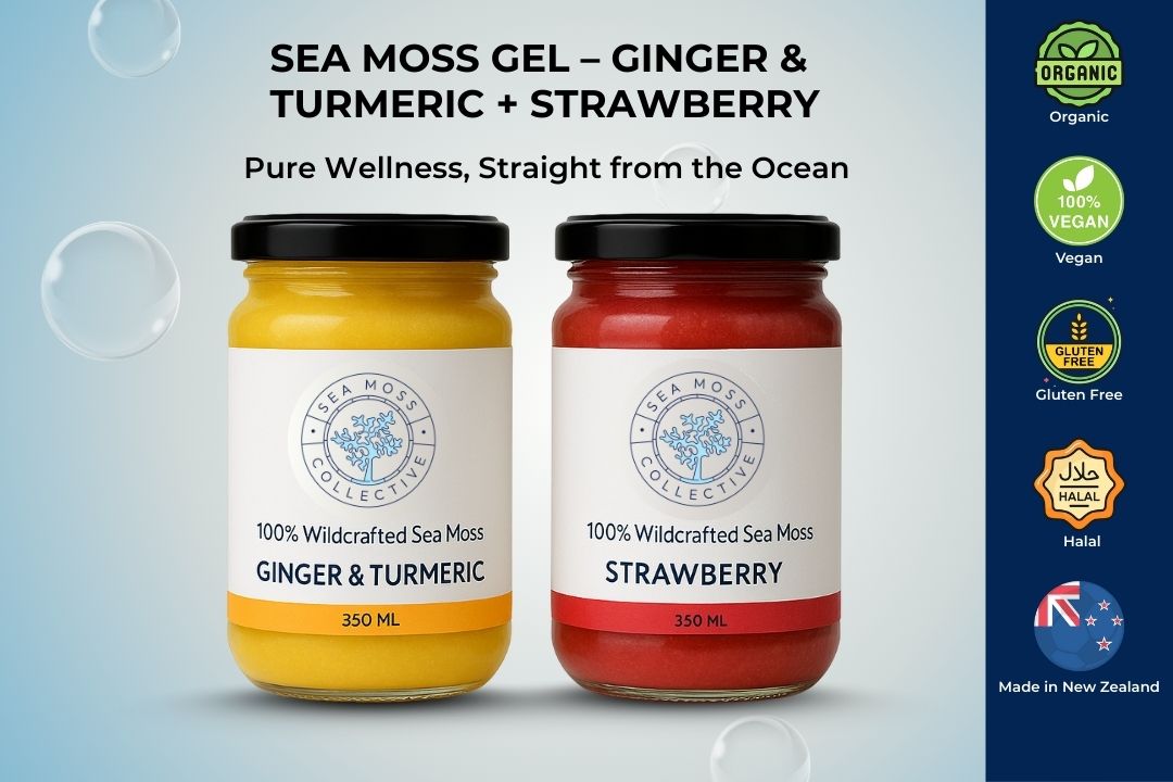 Sea Moss Gel – Ginger & Turmeric + Strawberry (Bundle)