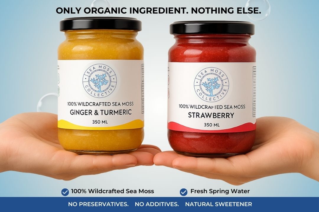 Sea Moss Gel – Ginger & Turmeric + Strawberry (Bundle)