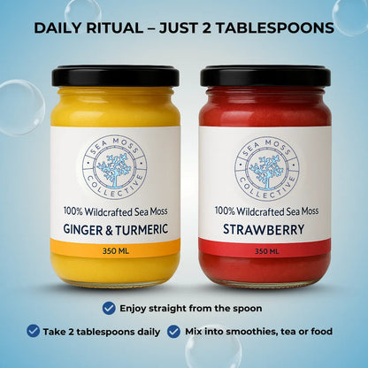 Sea Moss Gel – Ginger & Turmeric + Strawberry (Bundle)