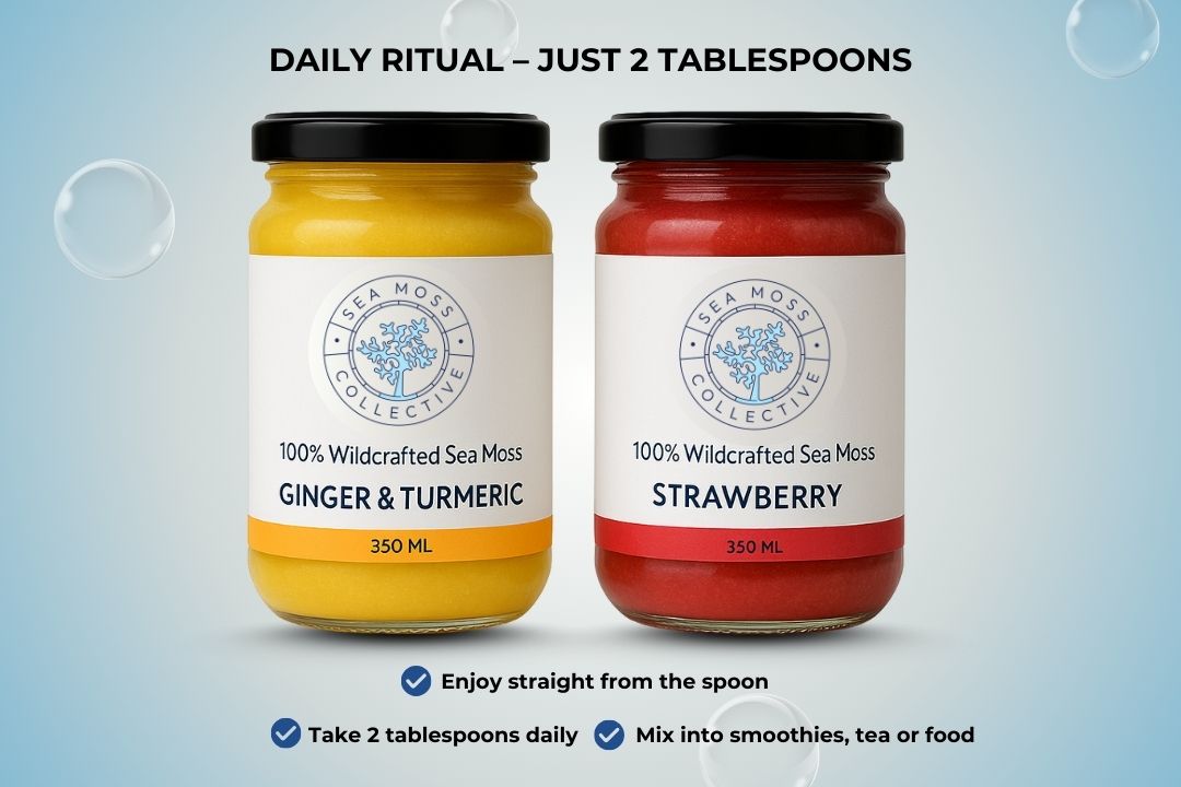 Sea Moss Gel – Ginger & Turmeric + Strawberry (Bundle)