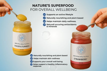 Sea Moss Gel – Ginger & Turmeric + Strawberry (Bundle)