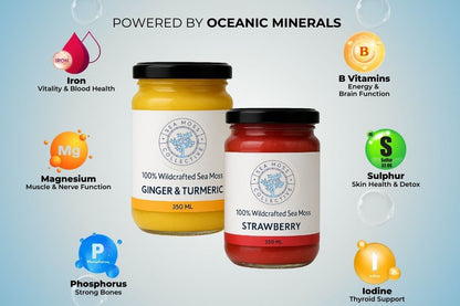 Sea Moss Gel – Ginger & Turmeric + Strawberry (Bundle)