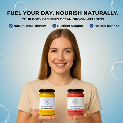 Sea Moss Gel – Ginger & Turmeric + Strawberry (Bundle)