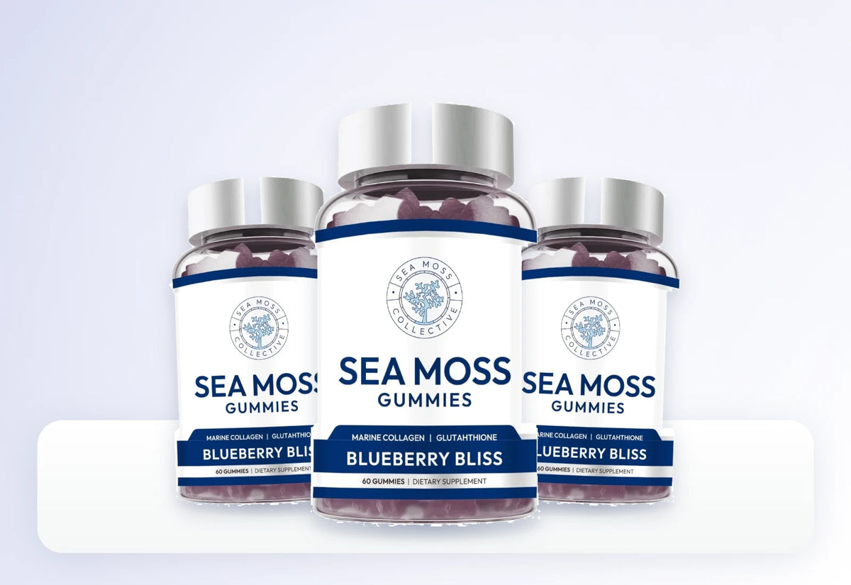 Sea Moss x Collagen Gummies – Blueberry Bliss bottles
